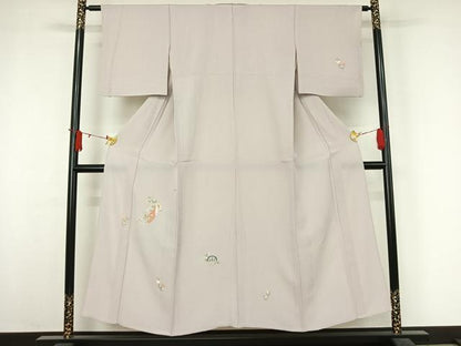平和屋着物▽訪問着　単衣　短冊花文　金彩　正絹　逸品　AABJ3529jh