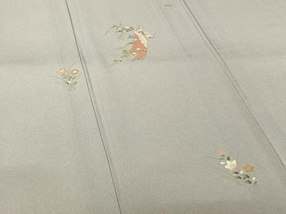 平和屋着物▽訪問着　単衣　短冊花文　金彩　正絹　逸品　AABJ3529jh