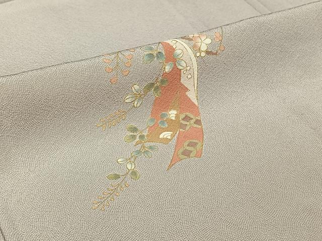 平和屋着物▽訪問着　単衣　短冊花文　金彩　正絹　逸品　AABJ3529jh