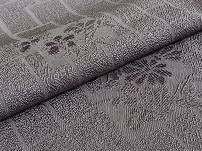 平和屋着物▽上質な色無地　単衣　モール織　草花地紋　浅紫色　正絹　逸品　AABJ3530jh