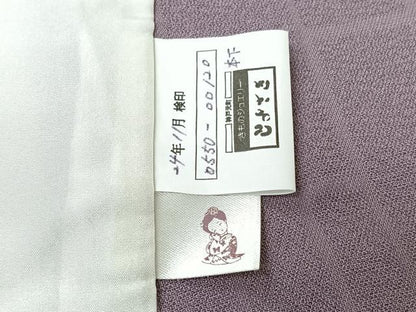平和屋着物▽上質な色無地　単衣　モール織　草花地紋　浅紫色　正絹　逸品　AABJ3530jh