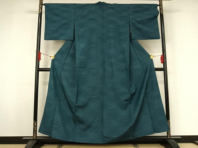 平和屋着物▽上質な紬　単衣　霞文　正絹　逸品　AABJ3534jh