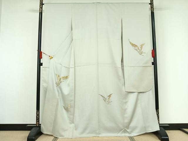 平和屋着物▽豪華振袖　単衣　総刺繍　舞蝶文　金糸　金通し地　正絹　逸品　AABJ3536jh