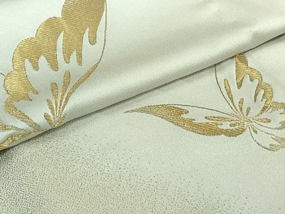 平和屋着物▽豪華振袖　単衣　総刺繍　舞蝶文　金糸　金通し地　正絹　逸品　AABJ3536jh