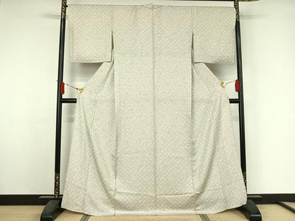 平和屋着物▽上質な小紋　単衣　幾何学文様　高島屋扱い　正絹　逸品　AABJ3538jh