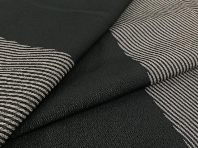 平和屋着物▽上質な小紋　単衣　斜縞　黒地　正絹　逸品　AABJ3540jh