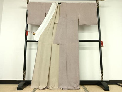 平和屋着物▽上質な小紋　単衣　花尽くし　正絹　逸品　AABJ3543jh