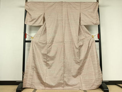 平和屋着物▽本場染大島紬　単衣　幾何学文様　正絹　逸品　AABJ3544jh