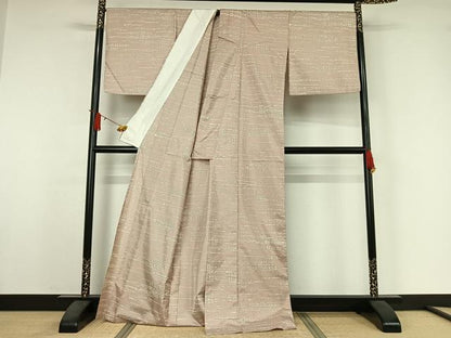 平和屋着物▽本場染大島紬　単衣　幾何学文様　正絹　逸品　AABJ3544jh