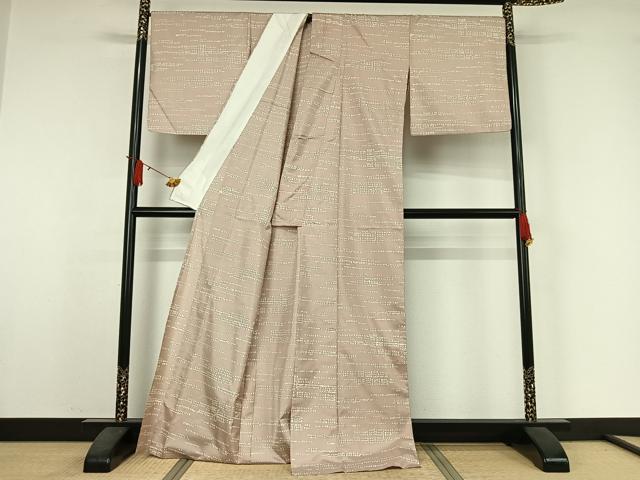 平和屋着物▽本場染大島紬　単衣　幾何学文様　正絹　逸品　AABJ3544jh