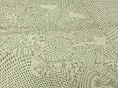 平和屋着物▽白鷹お召　訪問着　単衣　草花文　正絹　逸品　AABJ3547jh