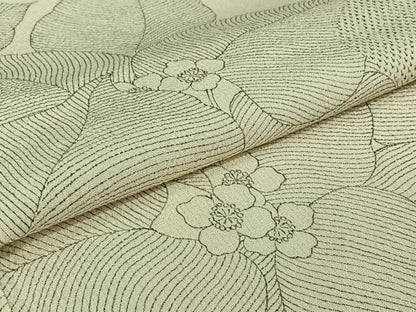 平和屋着物▽白鷹お召　訪問着　単衣　草花文　正絹　逸品　AABJ3547jh