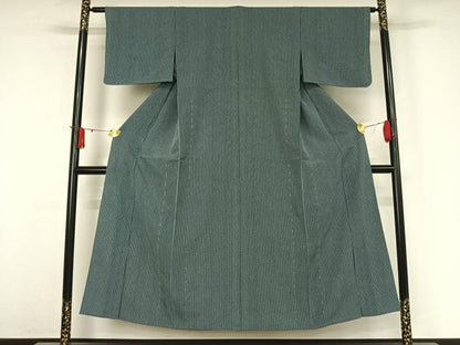 平和屋着物▽上質な小紋　単衣　縞　正絹　逸品　AABJ3549jh