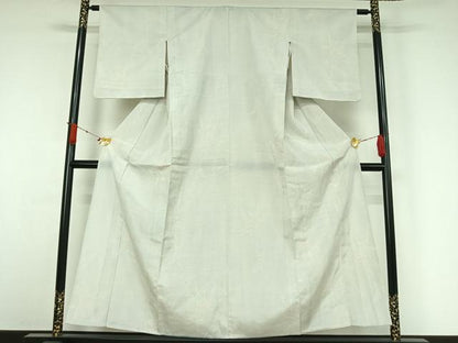 平和屋着物▽本塩沢　単衣　110亀甲　草花文　正絹　逸品　AABJ3550jh