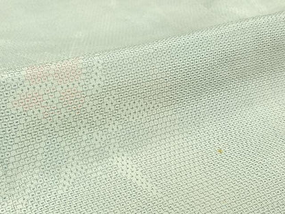 平和屋着物▽本塩沢　単衣　110亀甲　草花文　正絹　逸品　AABJ3550jh