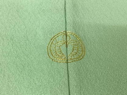 平和屋着物▽訪問着　単衣　総刺繍　吹き寄せ文　錆青磁色　金糸　正絹　逸品　AABJ3555jh