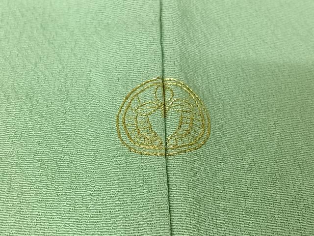 平和屋着物▽訪問着　単衣　総刺繍　吹き寄せ文　錆青磁色　金糸　正絹　逸品　AABJ3555jh