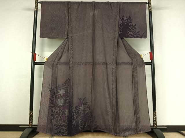 平和屋着物▽訪問着　無双　紗袷　紗×紗　草花文　銀彩　正絹　逸品　AABJ3556jh