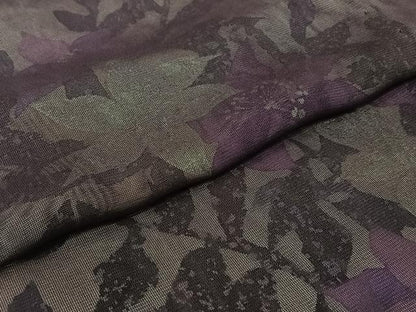 平和屋着物▽訪問着　無双　紗袷　紗×紗　草花文　銀彩　正絹　逸品　AABJ3556jh