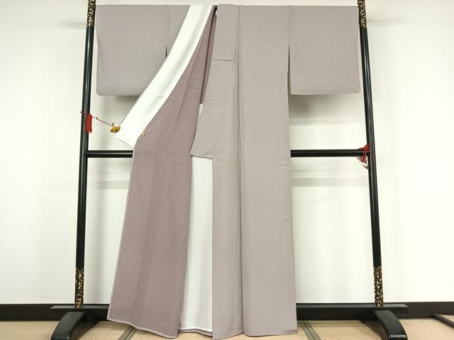 平和屋着物▽江戸小紋　単衣　縞　ますいわ屋扱い　反端付き　正絹　逸品　AABJ3559jh