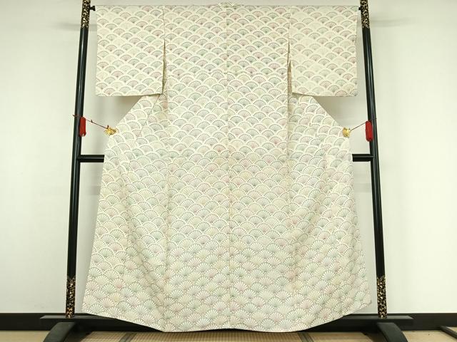平和屋着物▽訪問着　単衣　青海波花文　正絹　逸品　AABJ3560jh