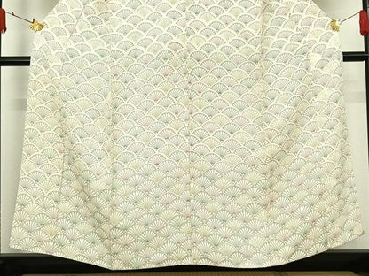 平和屋着物▽訪問着　単衣　青海波花文　正絹　逸品　AABJ3560jh