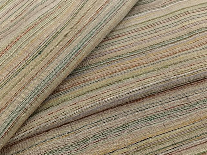 平和屋着物▽上質な紬 　単衣　横段文 　正絹　逸品　未使用　AABJ3561jh