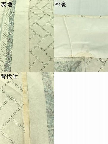 平和屋着物▽上質な小紋　単衣　紬地　手描き　更紗花間道　ますいわ屋扱い　正絹　逸品　AABJ3563jh