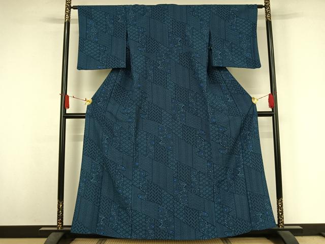 平和屋着物▽小紋　単衣　吉祥花文　洗える着物　AABJ3564jh