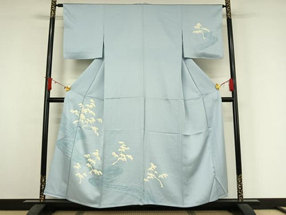 平和屋着物▽訪問着　単衣　流水松文　正絹　逸品　AABJ3565jh