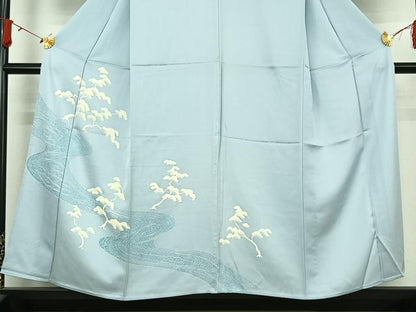 平和屋着物▽訪問着　単衣　流水松文　正絹　逸品　AABJ3565jh