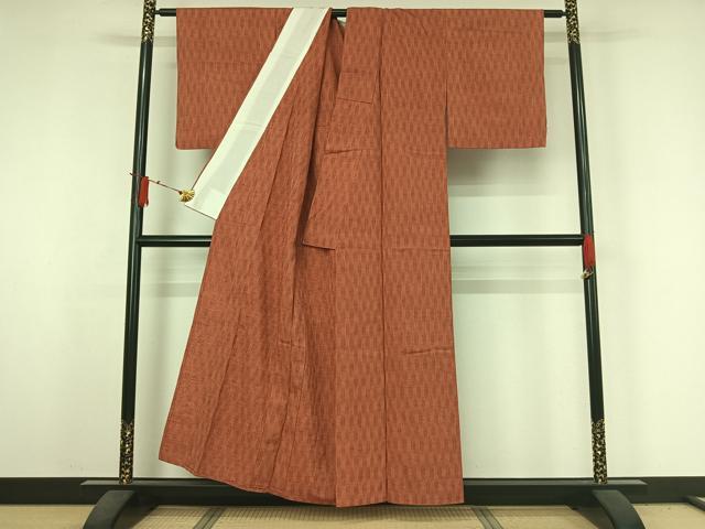 平和屋着物▽上質な紬　単衣　立涌文　正絹　逸品　AABJ3571jh