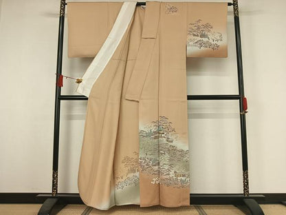 平和屋着物▽訪問着　単衣　風景花文　暈し染め　正絹　逸品　AABJ3572jh