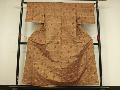 平和屋着物▽本場琉球絣　単衣　飛鳥文　正絹　逸品　AABJ3573jh