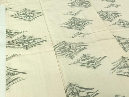 平和屋着物▽上質な紬　単衣　笹竹文　正絹　逸品　AABJ3574jh