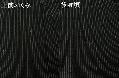 平和屋着物▽本場結城紬　重要無形文化財　単衣　縞　正絹　逸品　AABJ3576jh