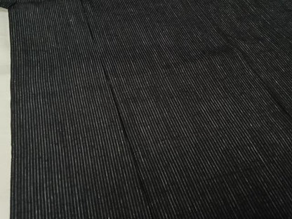 平和屋着物▽本場結城紬　重要無形文化財　単衣　縞　正絹　逸品　AABJ3576jh