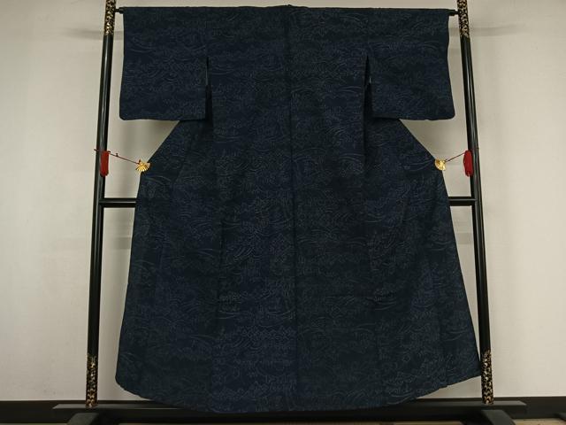 平和屋着物▽小紋　単衣　草花文　AABJ3577jh