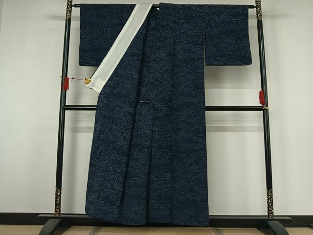平和屋着物▽小紋　単衣　草花文　AABJ3577jh