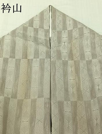 平和屋着物▽お召　単衣　幾何学文様　正絹　逸品　AABJ3578jh