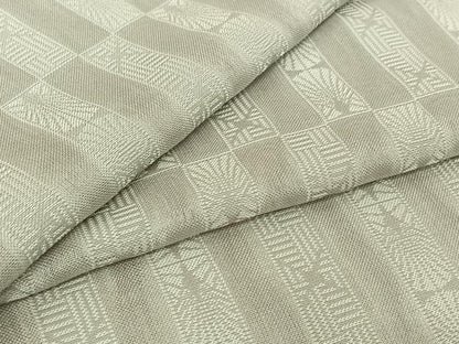 平和屋着物▽お召　単衣　幾何学文様　正絹　逸品　AABJ3578jh
