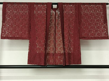 平和屋着物▽羽織　スリーシーズン　春夏秋　塵除け　総レース　草花文　洗える着物　未使用　AABJ3586jh
