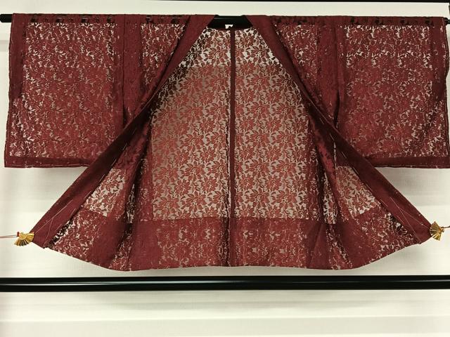 平和屋着物▽羽織　スリーシーズン　春夏秋　塵除け　総レース　草花文　洗える着物　未使用　AABJ3586jh
