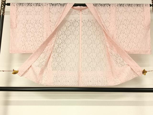 平和屋着物▽羽織　スリーシーズン　春夏秋　塵除け　総レース　草花文　銀糸　洗える着物　未使用　AABJ3587jh