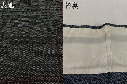 平和屋着物▽本塩沢　単衣　幾何学文様　正絹　逸品　未使用　AABJ3590jh