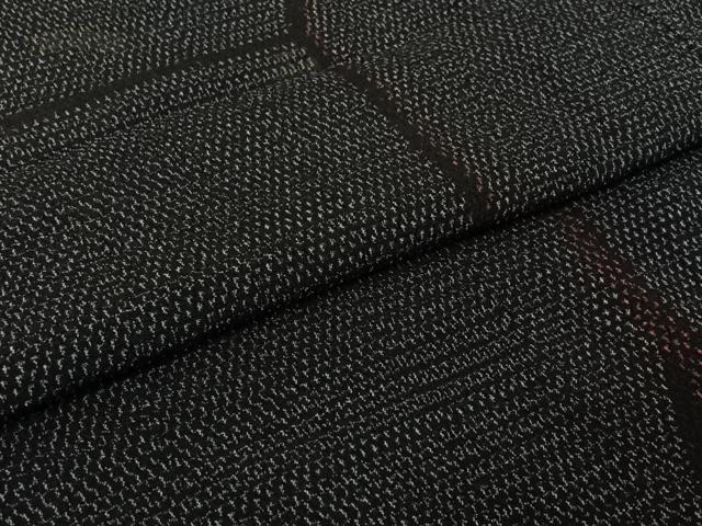平和屋着物▽本塩沢　単衣　幾何学文様　正絹　逸品　未使用　AABJ3590jh