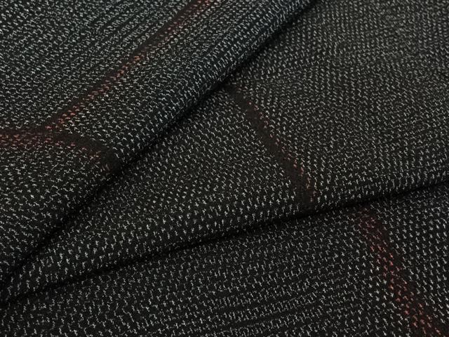 平和屋着物▽本塩沢　単衣　幾何学文様　正絹　逸品　未使用　AABJ3590jh