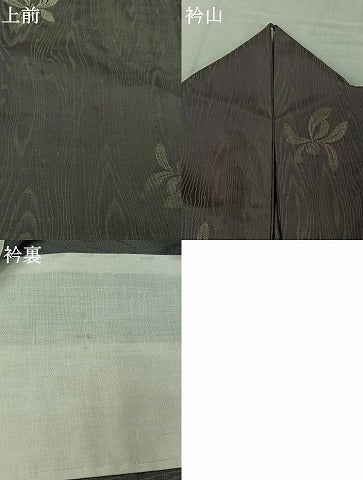 平和屋着物▽上質な小紋　単衣　寿光織　杢目花文　銀糸　正絹　逸品　AABJ3594jh