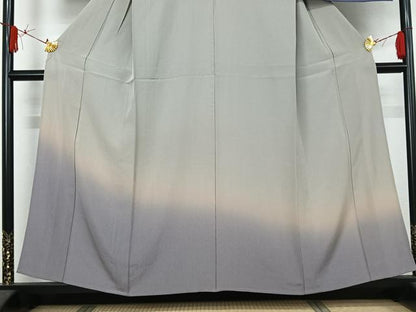 平和屋着物▽訪問着　江戸小紋　単衣　作家物　万筋ぼかし　暈し染め　反端付き　正絹　逸品　AABJ3595jh