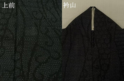 平和屋着物▽結城紬　単衣　80亀甲　よろけ立涌文　正絹　逸品　AABJ3596jh
